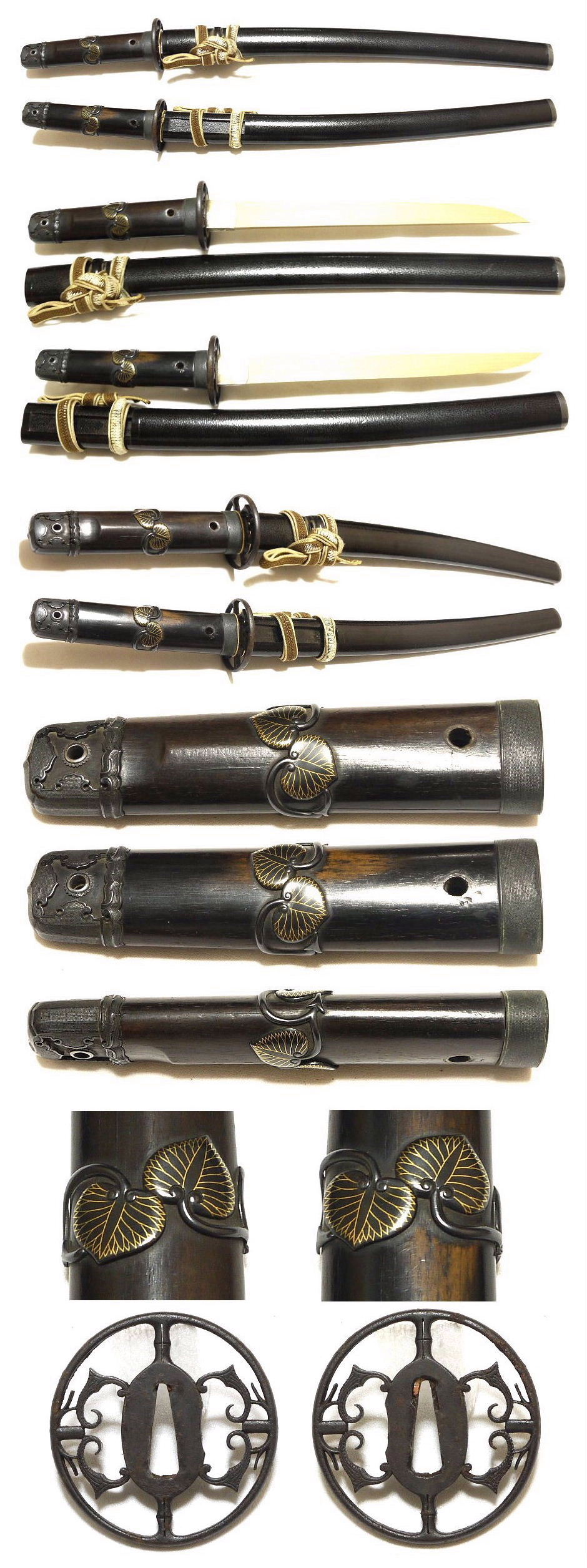 時代拵】－短刀/小脇一作拵- *木柄/葵葉目貫* 格式高い特注造で29cm