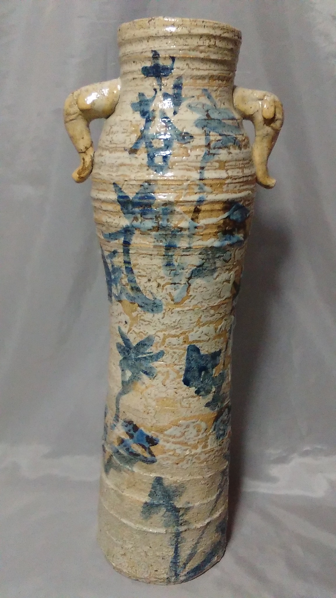 野中無門　六左衛門窯　双耳花瓶　美品　　1002 野中無門 六左衛門窯 双耳花瓶 美品 1002