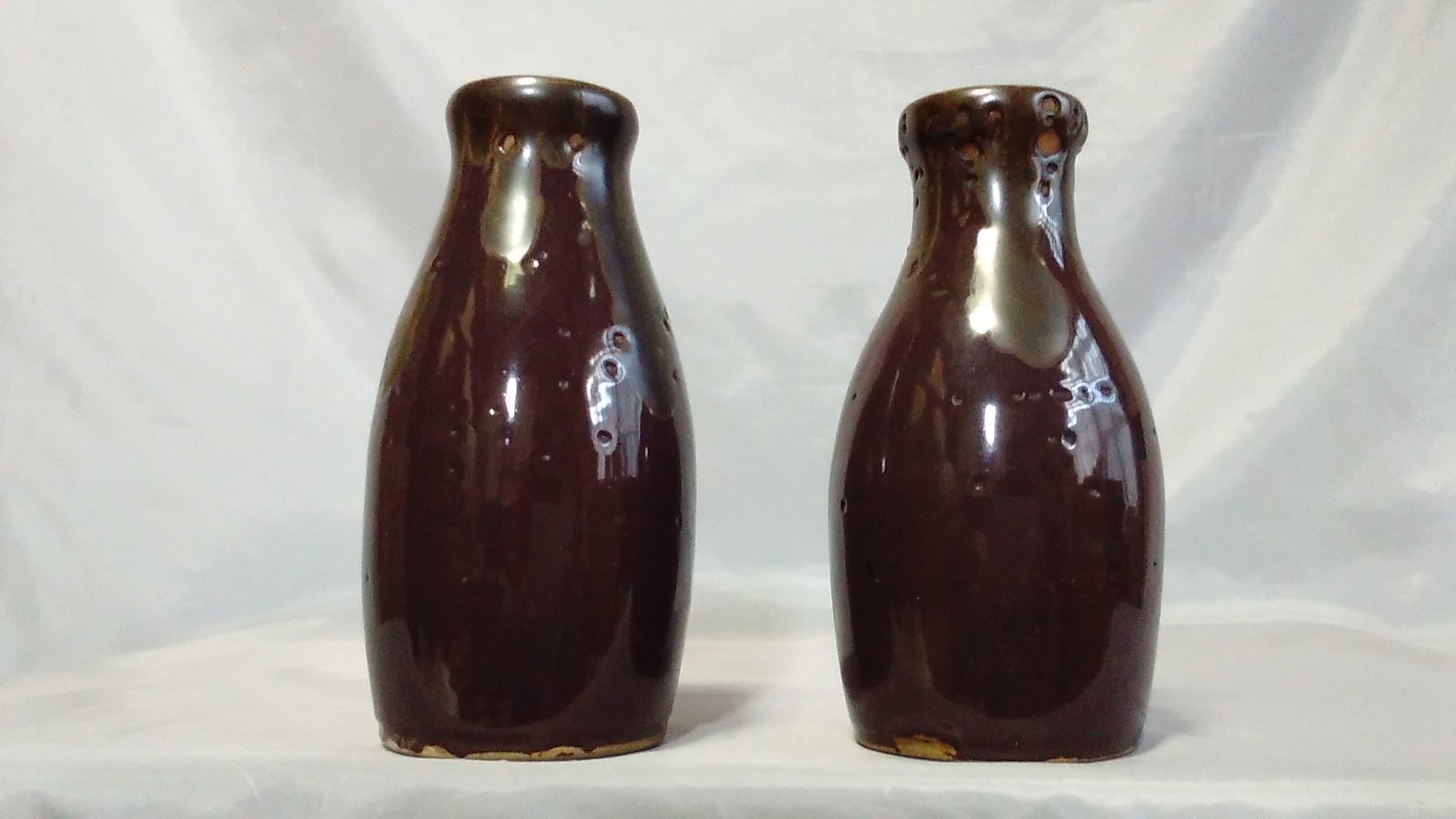 宮川香山 真葛焼 双花瓶 花生 窯変釉 I0115C - 美術*刀剣*専門